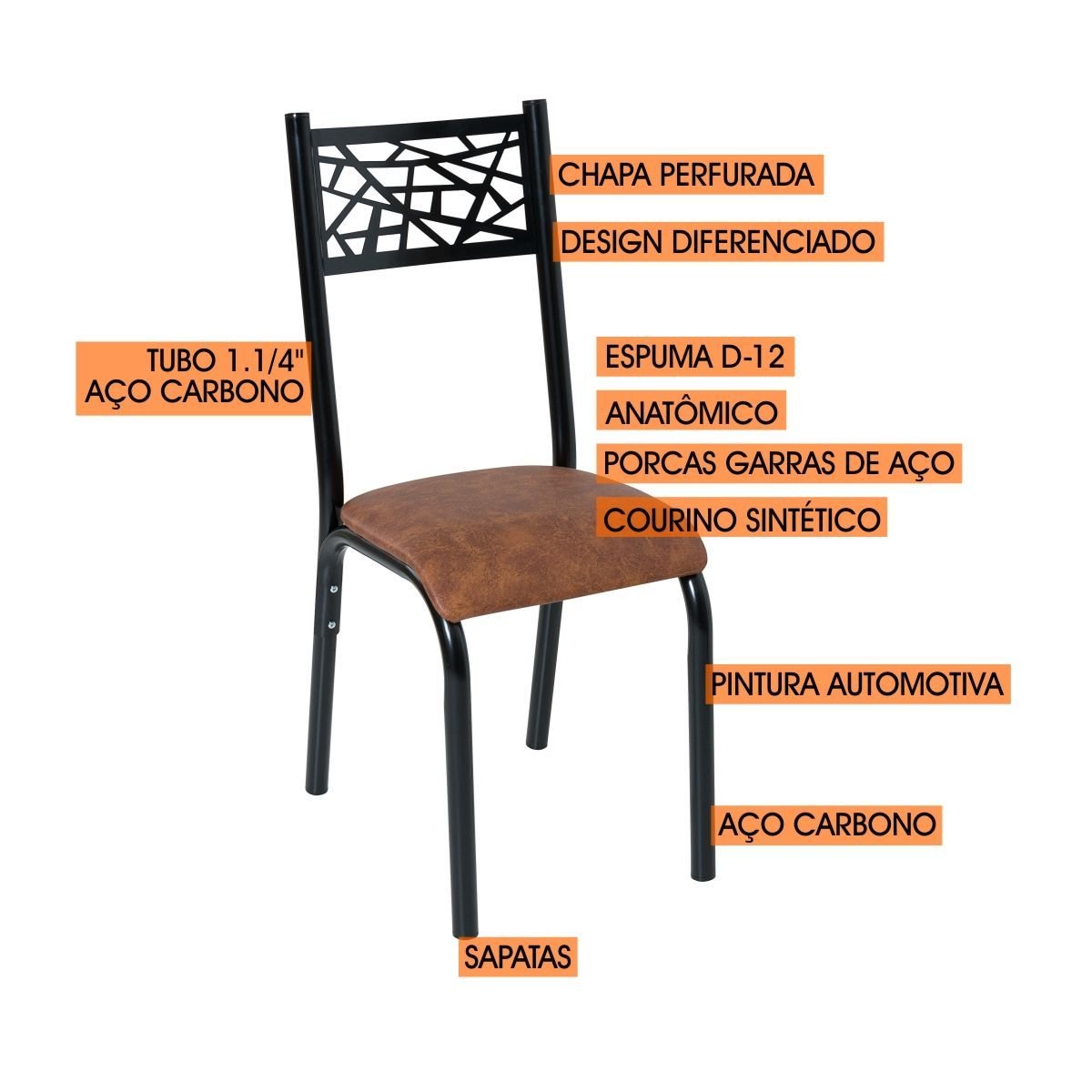 Conjunto Sala de Jantar Mesa Jade Flex Tampo Laminado com 6 Cadeiras Ciplafe