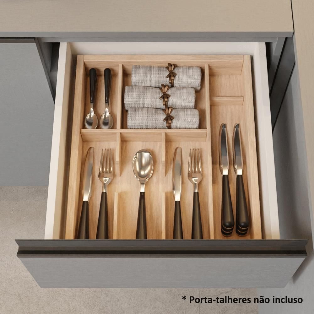 Armário de Cozinha Completa Suspenso 300cm Cinza Nimes Madesa 07