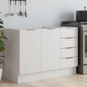 Balcão Pia 120cm sem Tampo com Rodapé Puxador 150mm Ipanema CabeCasa MadeiraOriginals Branco/Fendi Trama