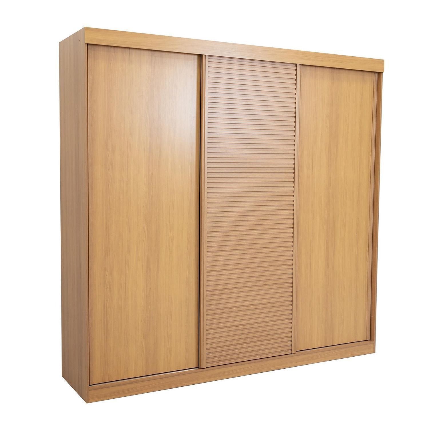 Guarda-Roupa Casal 3 Portas de Correr Samambaia CabeCasa MadeiraOriginals 100% MDP/MDF Carvalho