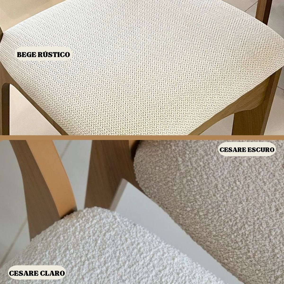 Conjunto de Jantar Mesa Redonda MDF 4 Cadeiras Tela Palha Freijó Off White Cesare Claro Dalla Costa