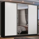 Guarda-Roupa Casal 100% MDF Madesa Zurique 3 Portas de Correr com Espelho
