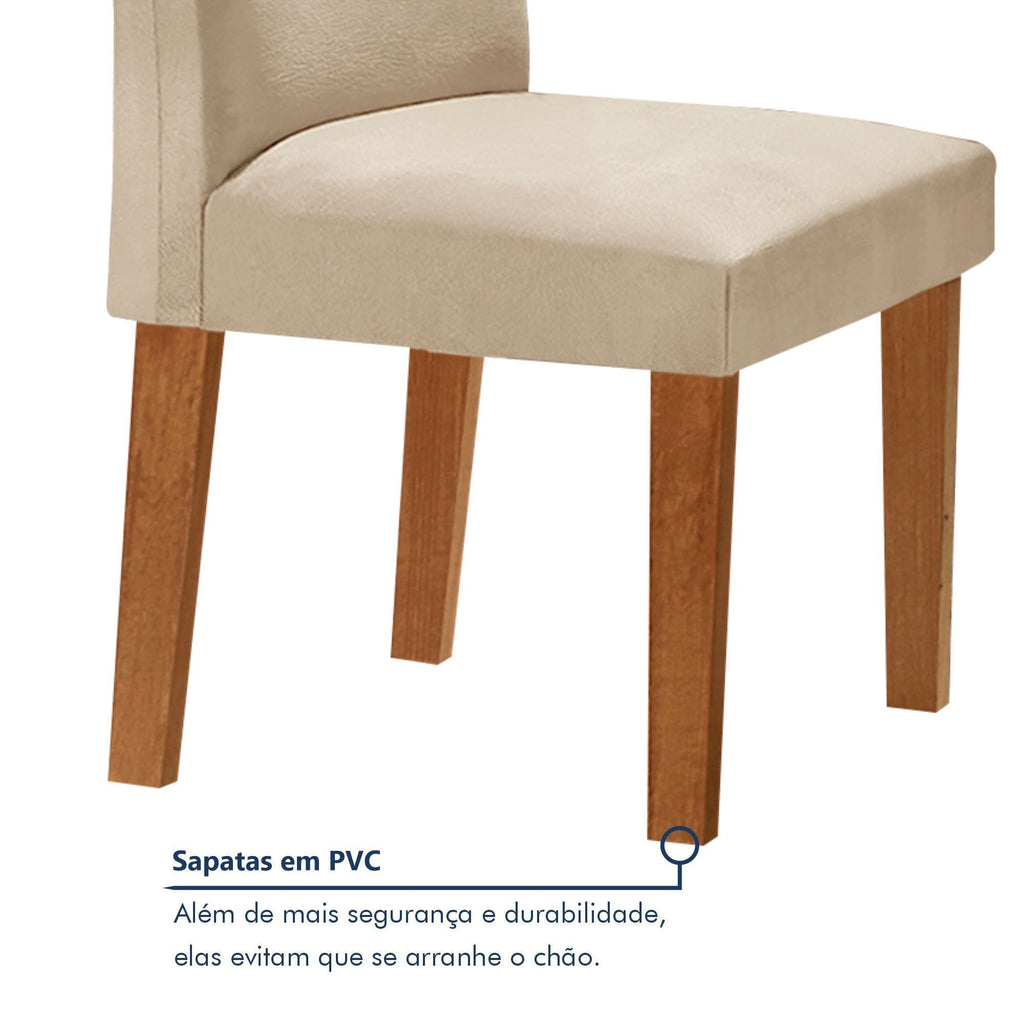Conjunto Sala de Jantar Mesa Retangular Tampo Vidro/MDF com 8 Cadeiras Luísa Smart Plus Cel Móveis