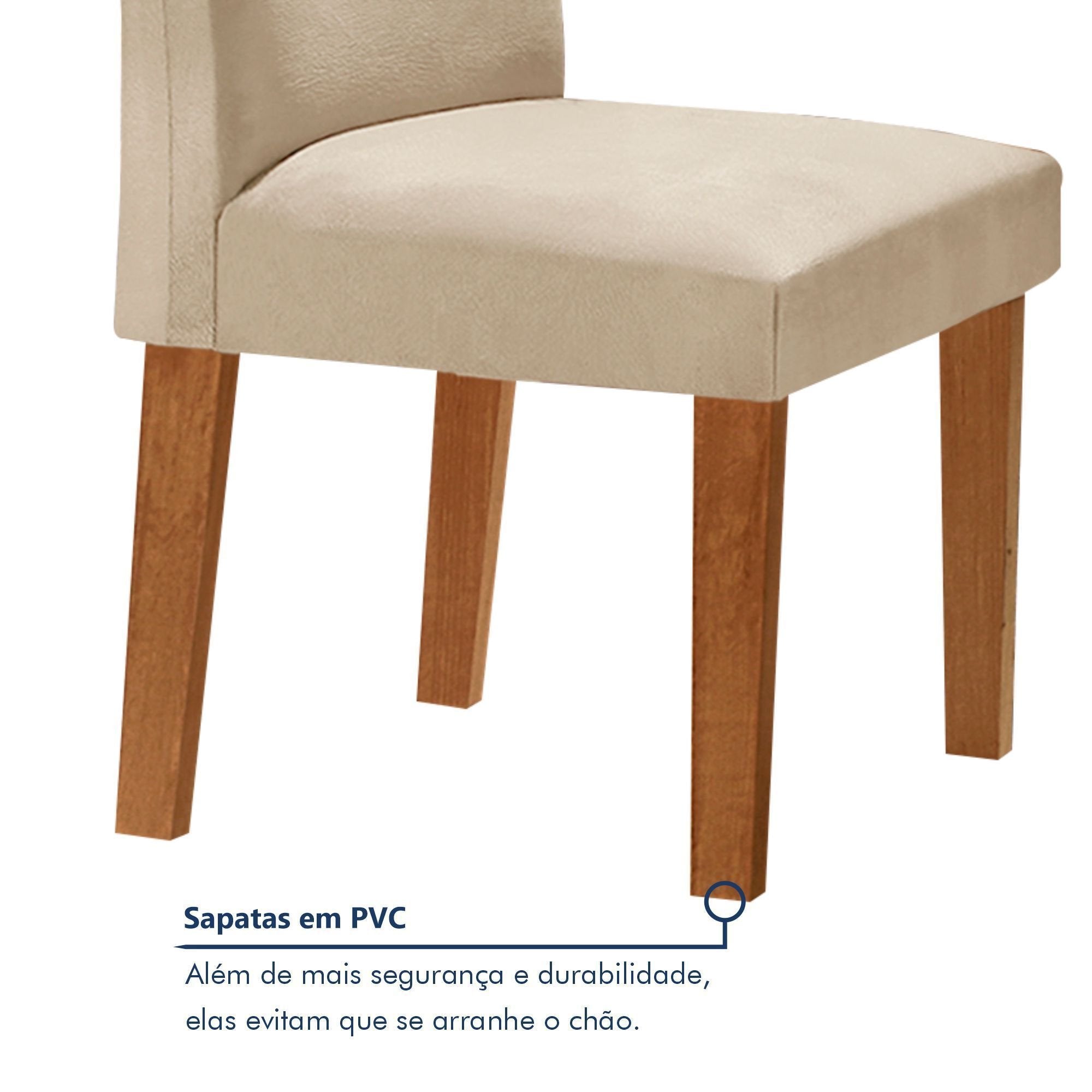 Conjunto Sala de Jantar Mesa Retangular Tampo Vidro/MDF com 8 Cadeiras Luísa Smart Plus Cel Móveis