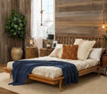 Cama de Casal Lunna Madeira Maciça Empório Paraíso Bege/Caramelo