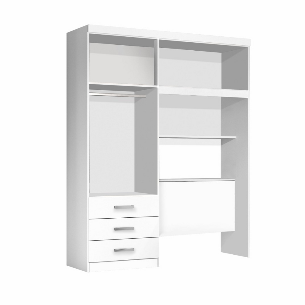 Guarda-Roupa Solteiro com Cabeceira e Baú 4 Portas 3 Gavetas Cancun Yescasa Branco