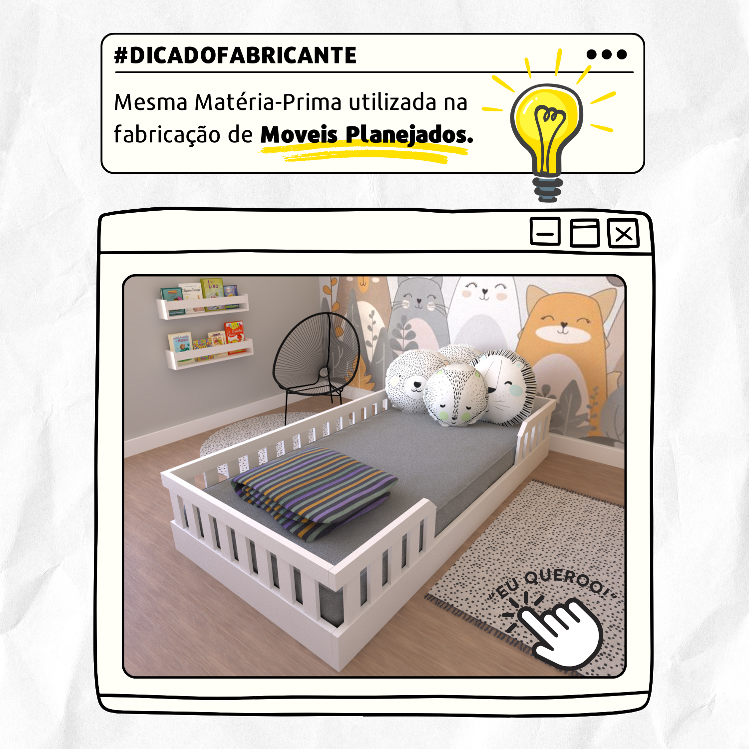 Cama Infantil Montessoriana Solteiro Cori Yescasa Branco