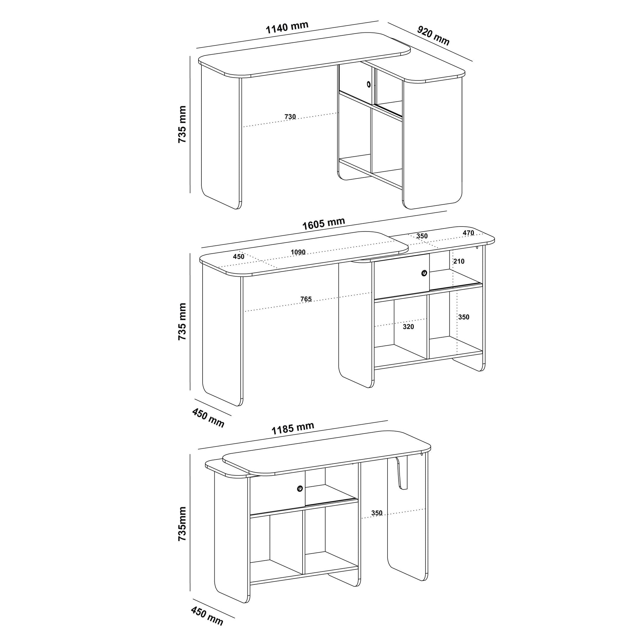 Escrivaninha Mesa Escritório Nomad 4 Nichos 1 Porta 114cm Artely Cinamomo e Off White