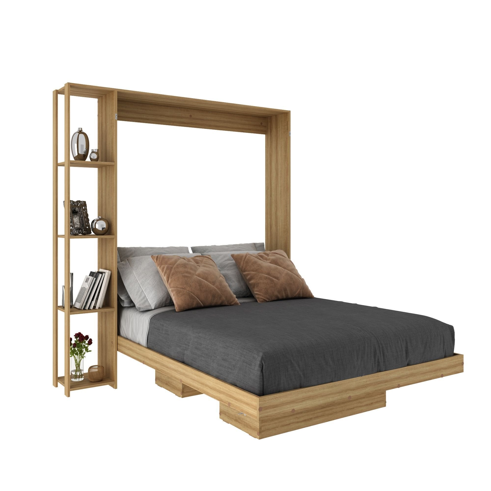 Cama Articulada Casal 4 Prateleiras 2 Nichos CM8014 Tecno Mobili Laranja/Amêndoa