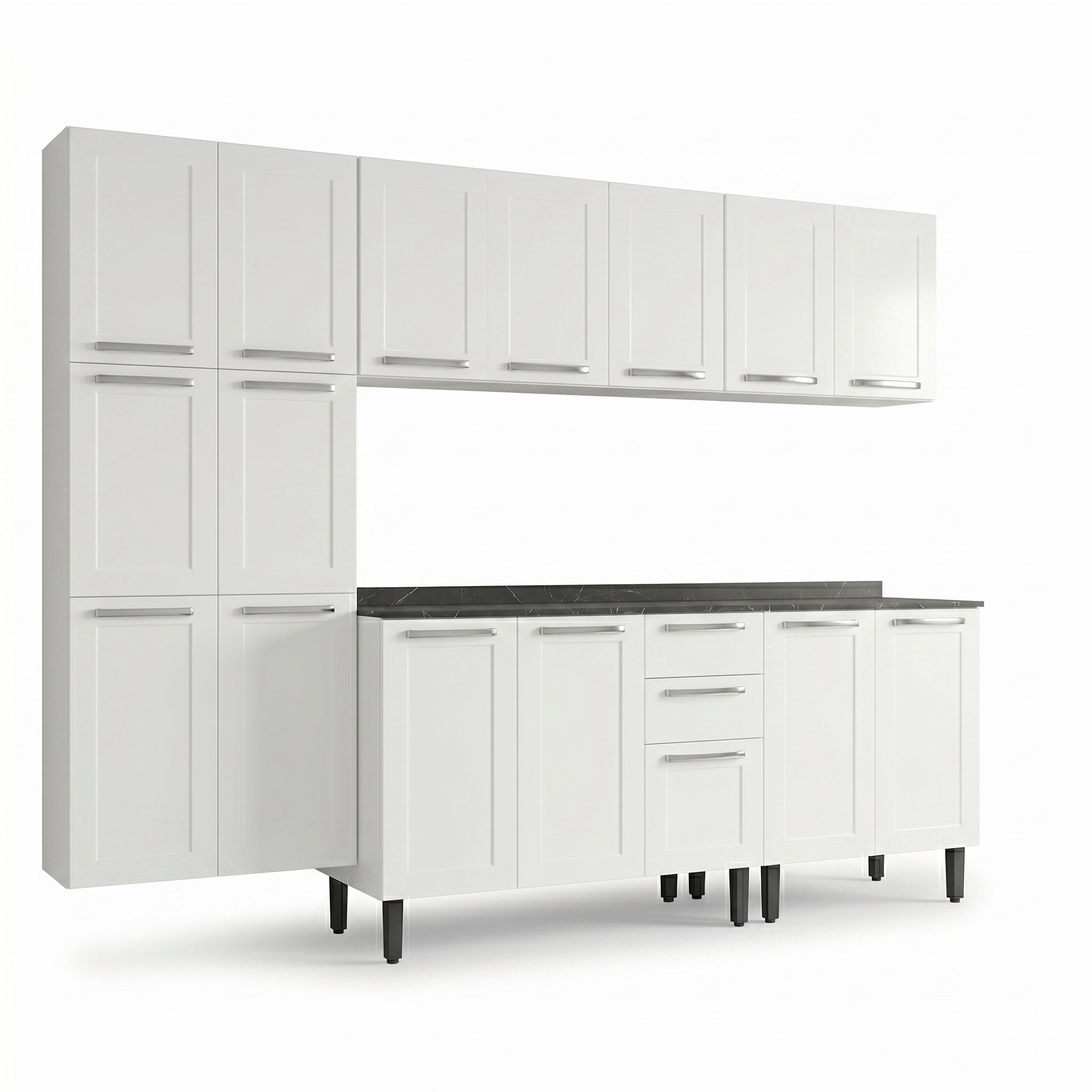 Cozinha Modulada em Aço 5 Peças 16 Portas 2 Gavetas Florença Itatiaia Branco/Neve