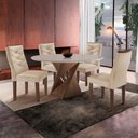 Conjunto Sala de Jantar Mesa Redonda Tampo MDF com 4 Cadeiras Barcelona Yescasa